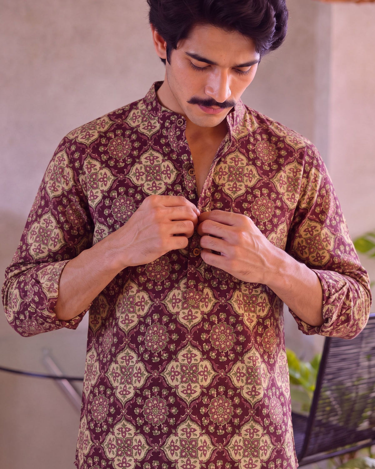 Royal Blossom – Printed Cotton Short Kurta
