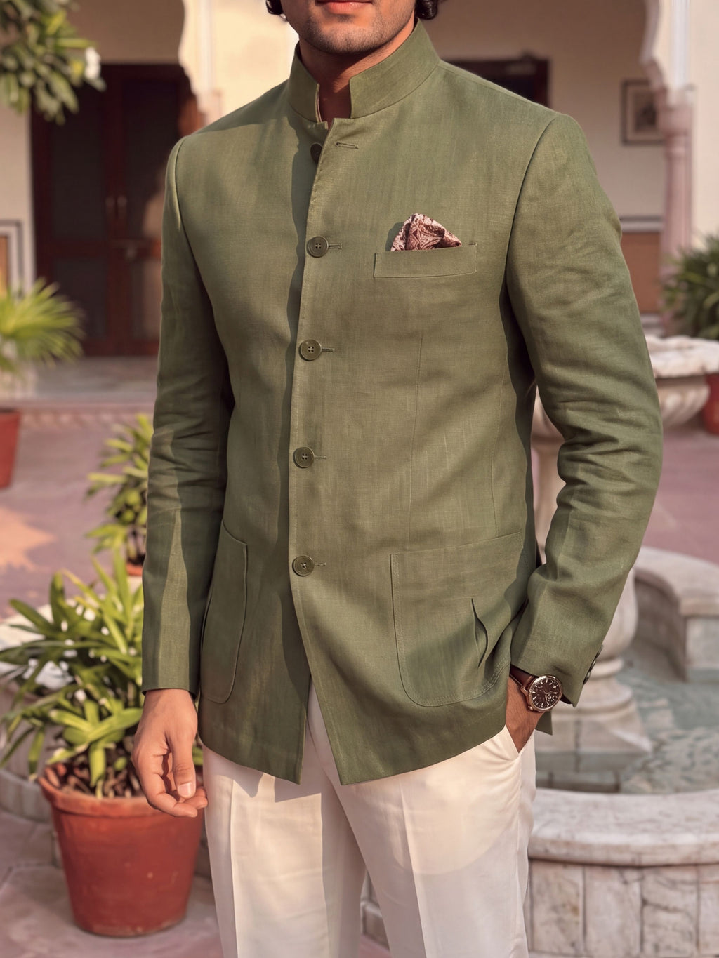 Linen Jodhpuri Bandhgala