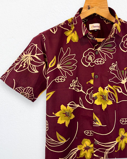 Maroon Majesty – Half Sleeve Cotton Shirt