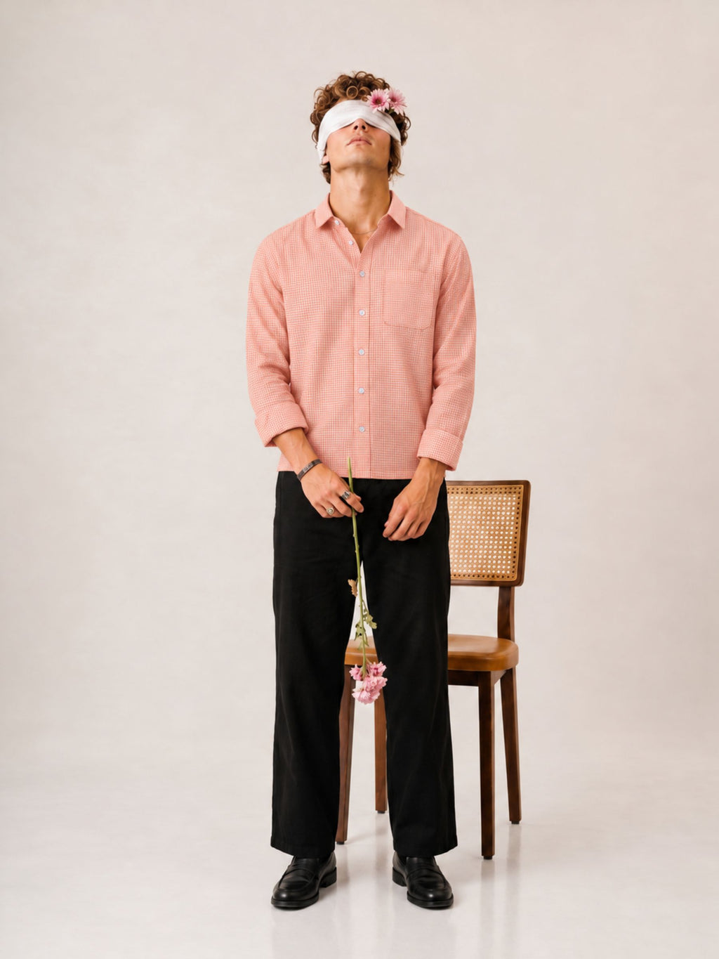 Sunset Orange Check Crop Shirt