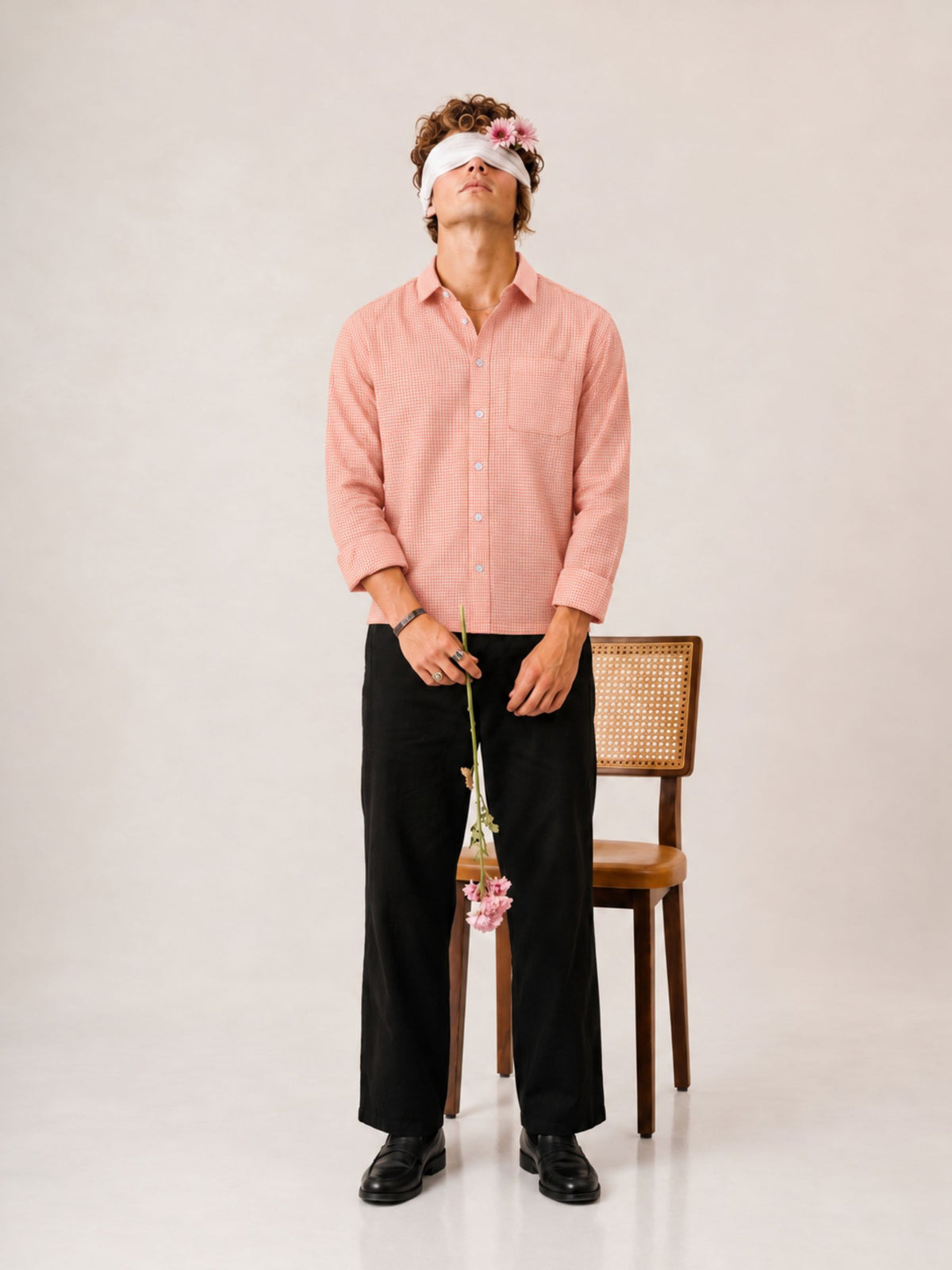 Sunset Orange Check Crop Shirt