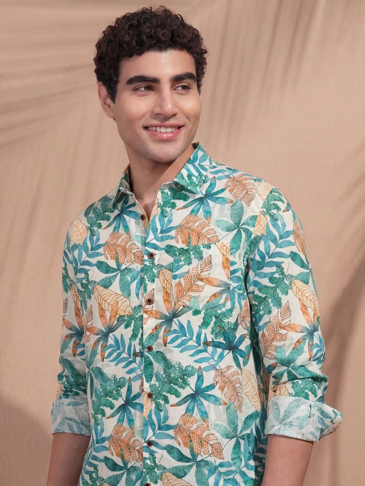 Tropical Leaf Bloom – Full Sleeve Printed Shirt