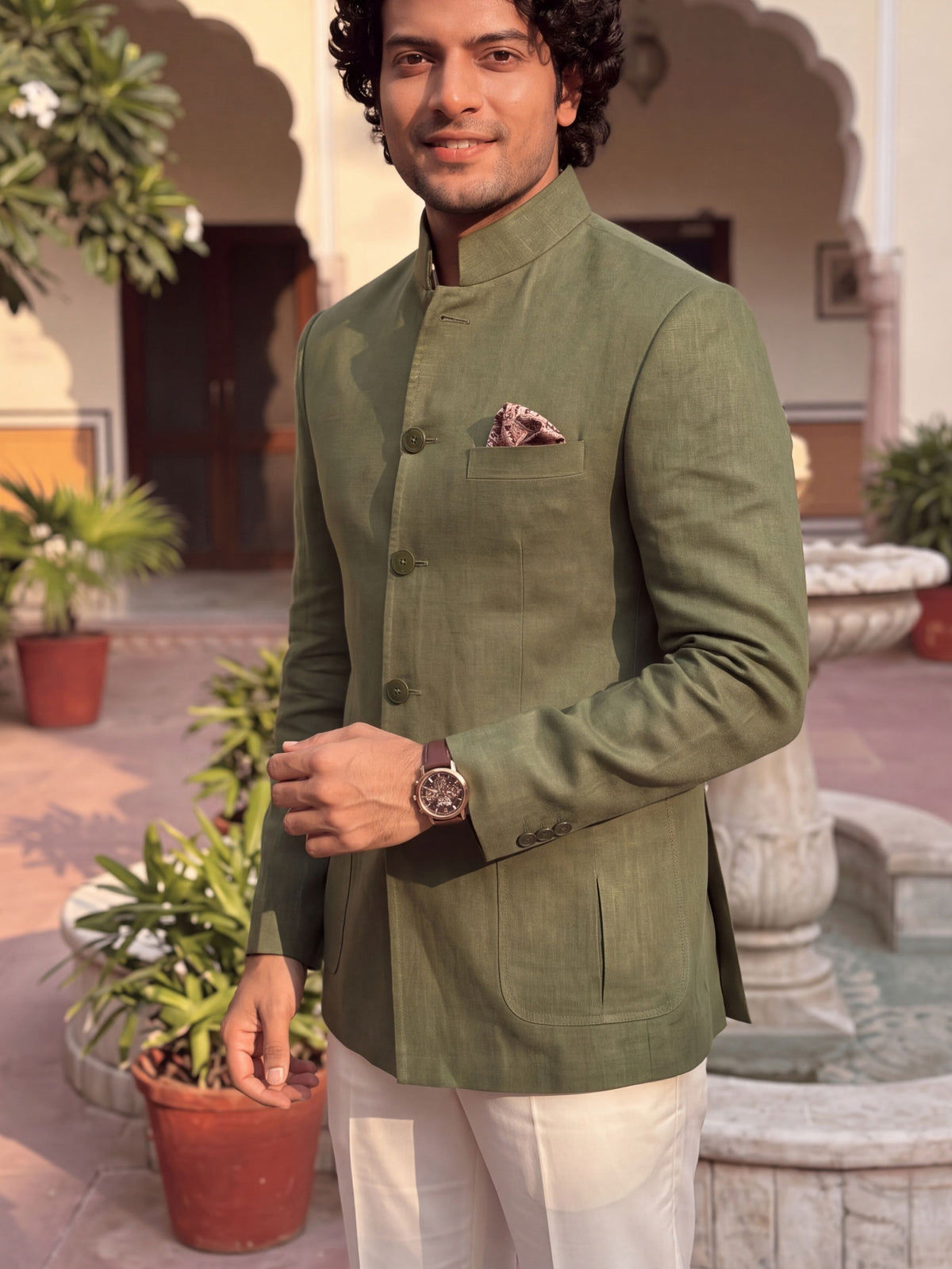 Linen Jodhpuri Bandhgala