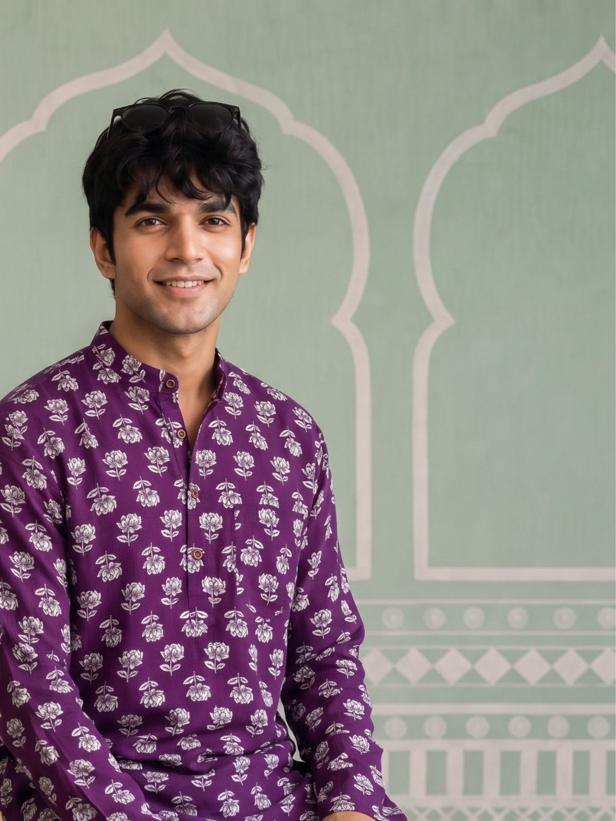 Royal Blossom – Printed Cotton Short Kurta