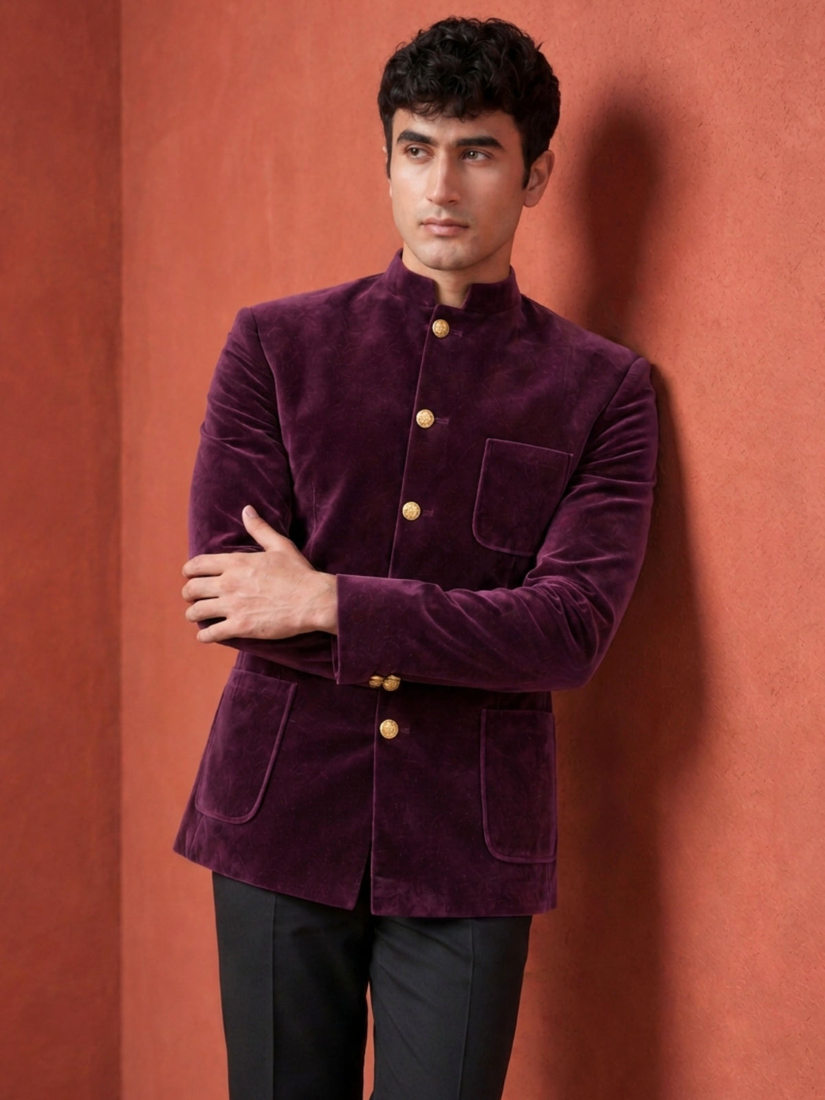 The Ultimate Royal Velvet Jodhpuri – Wine Purple