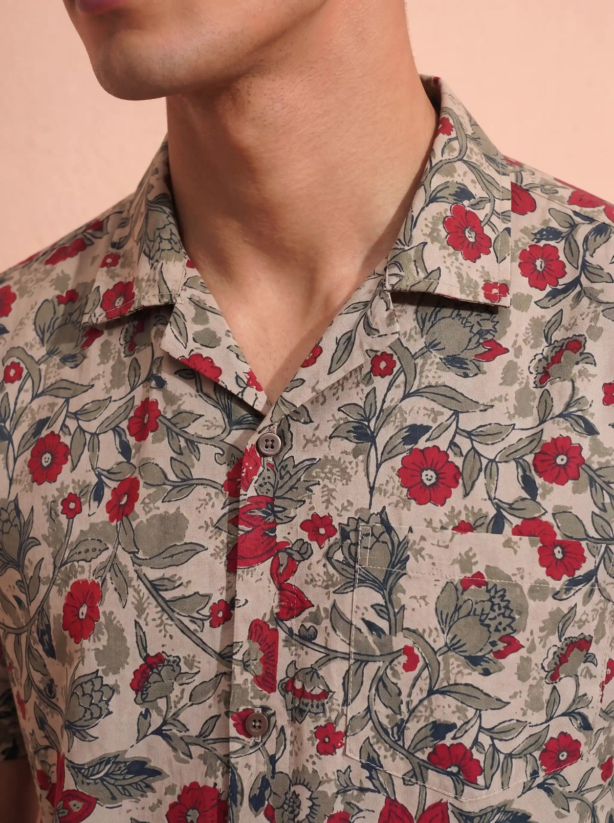Floral Elegance – Printed Cotton Half Sleeve Shirt