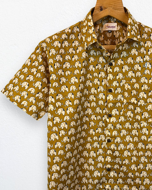 Elephant Stroll – Half Sleeve Cotton Shirt