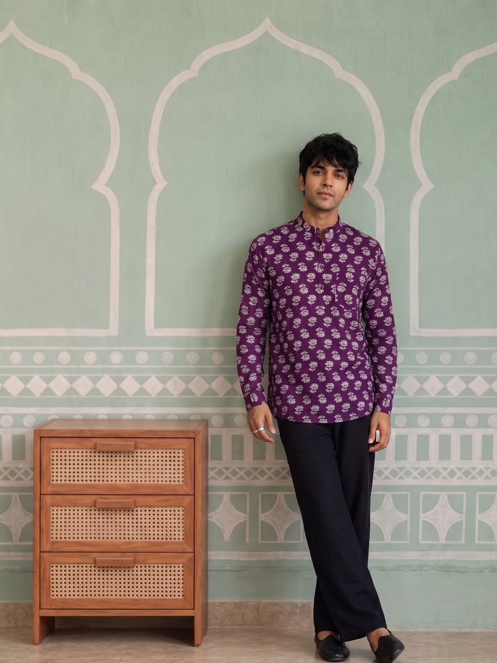 Royal Blossom – Printed Cotton Short Kurta