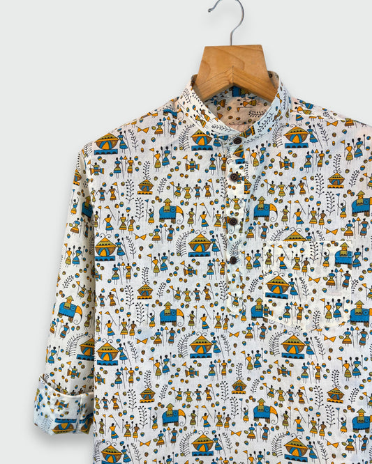 Tribal Tune – Handprinted Short Kurta