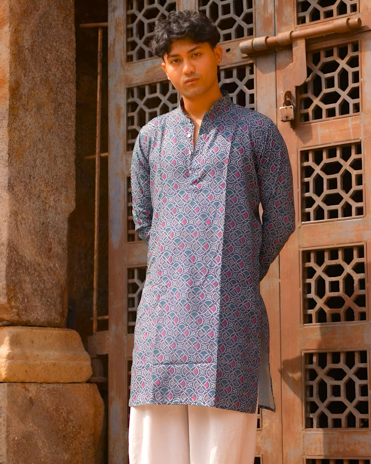 Indigo Blossom – Block Print Long Kurta