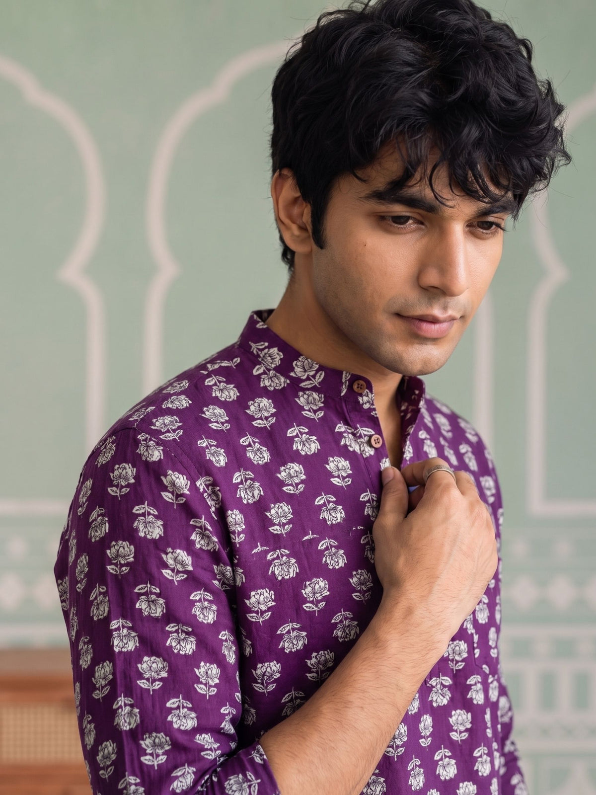 Royal Blossom – Printed Cotton Short Kurta