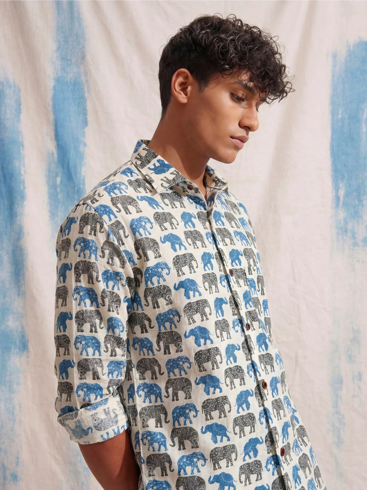 Elephant Dance – Printed Cotton Full Sleeve Shirt