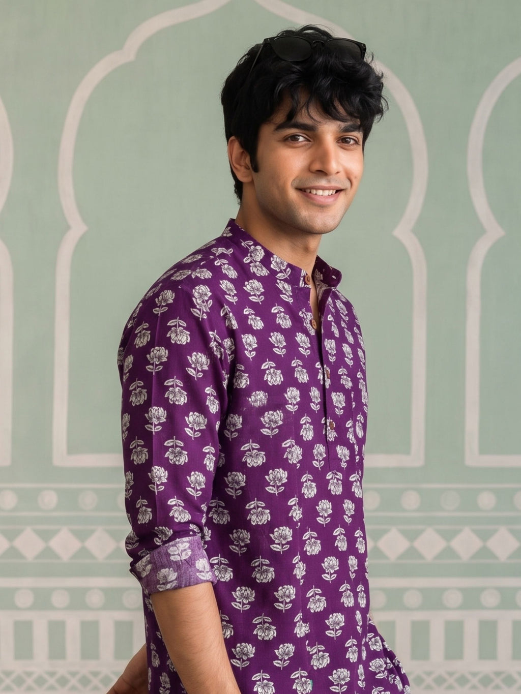 Royal Blossom – Printed Cotton Short Kurta