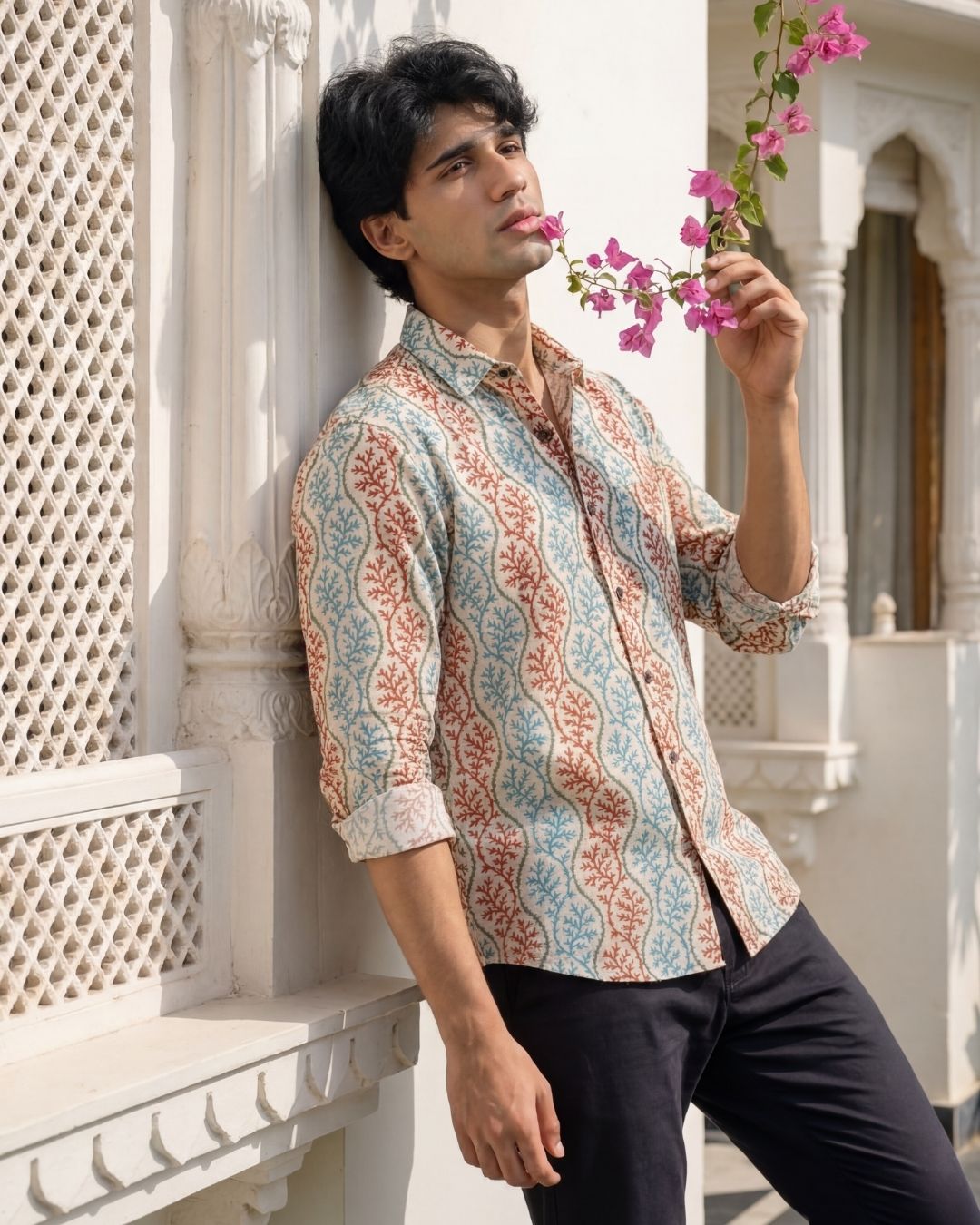 Coral Reef Delight – Printed Cotton Full Sleeve Shirt