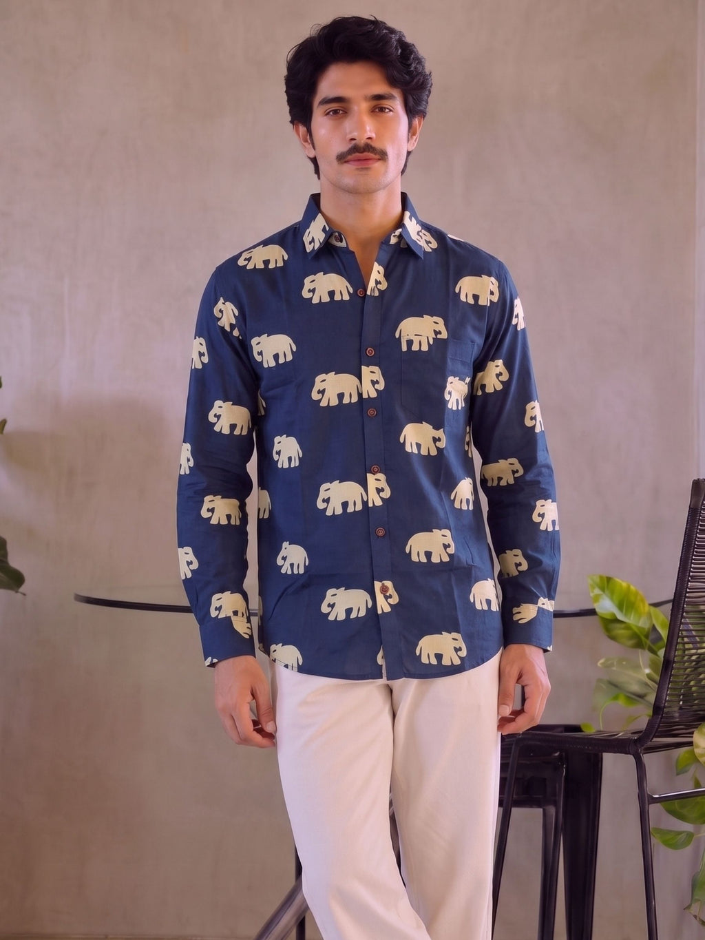 Elephant Dance – Printed Cotton Full Sleeve Shirt