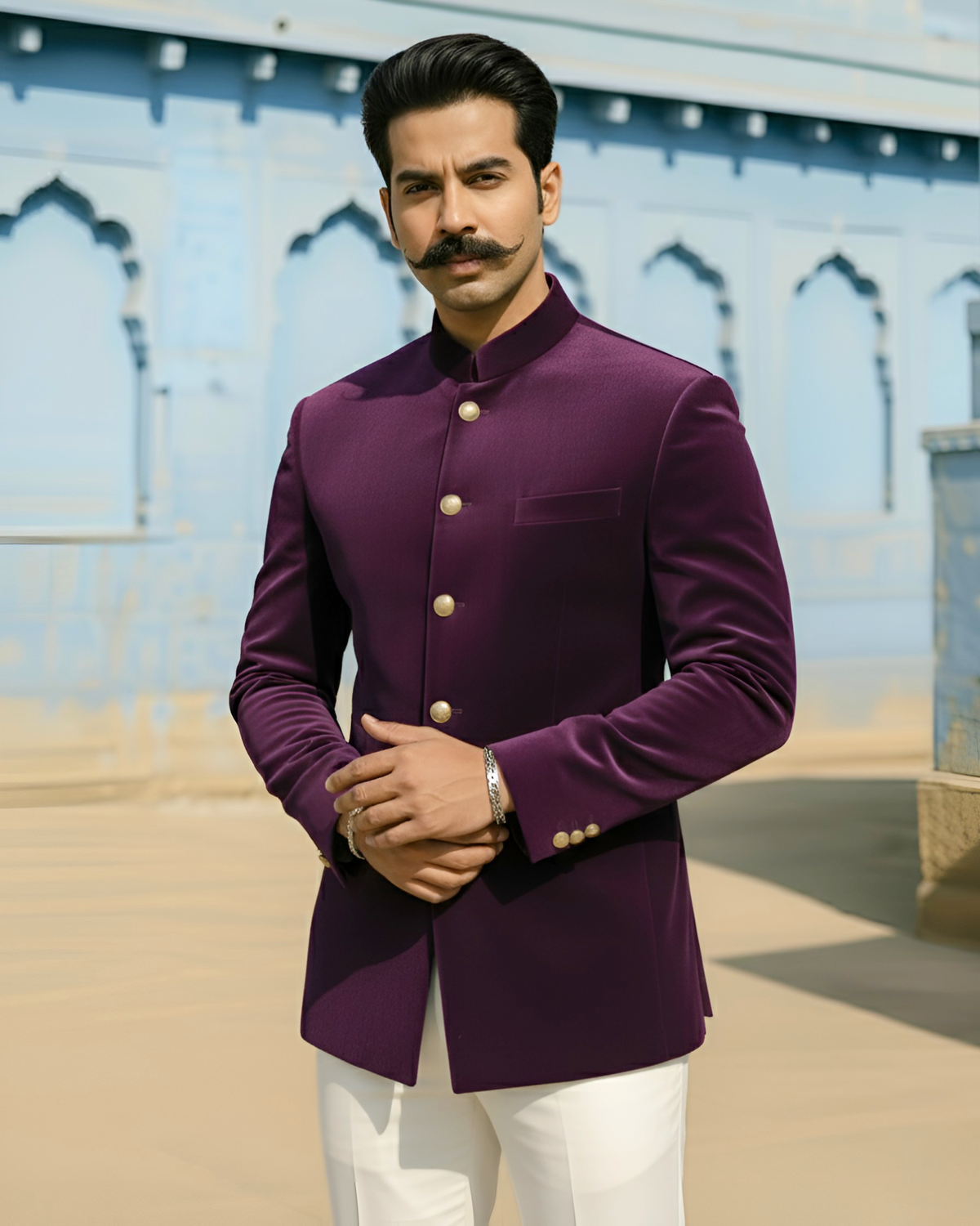The Modern Velvet Jodhpuri - Wine