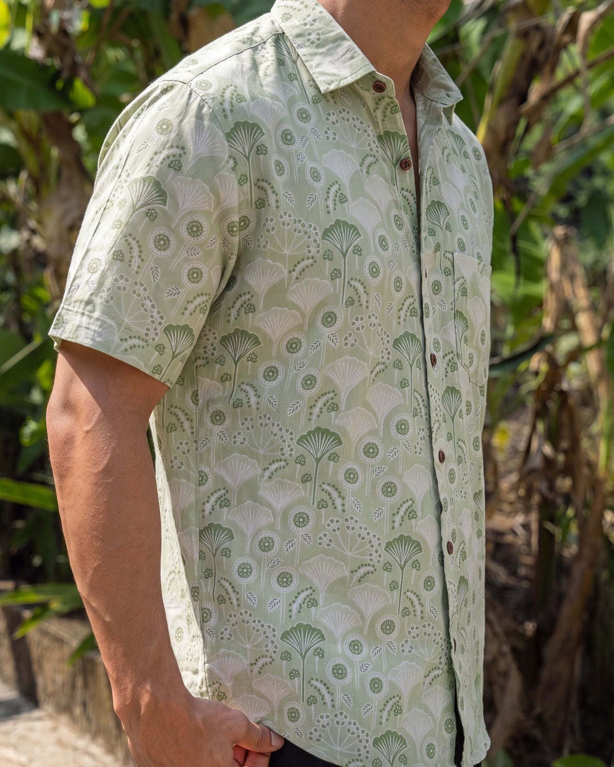 Nature's Charm – Printed Cotton Half Sleeve Shirt