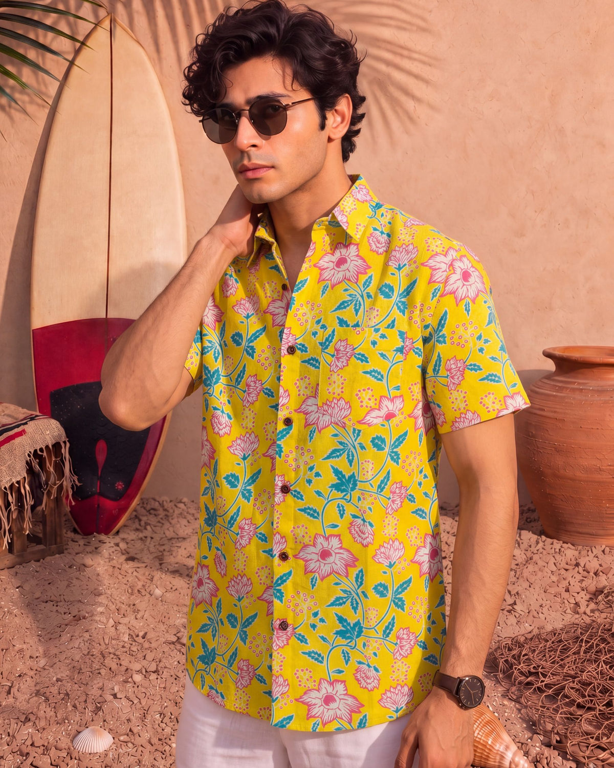 Sunshine Bloom – Half Sleeve Cotton Shirt