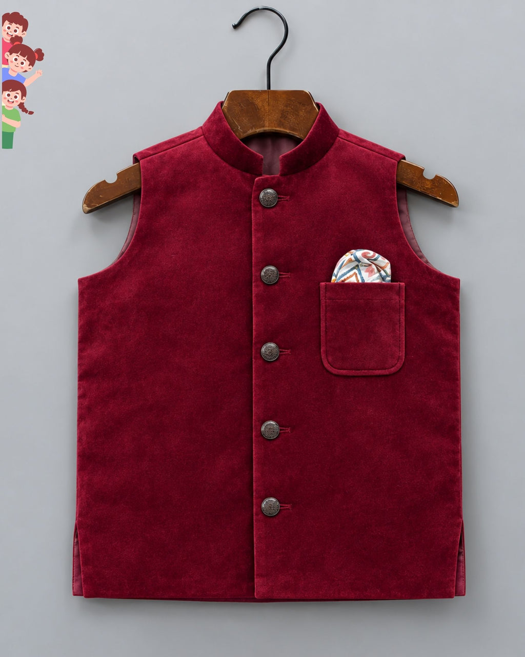 Chic Kid's Nehru Jacket in Velvet