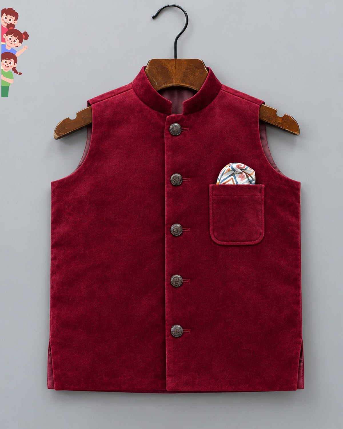 Chic Kid's Nehru Jacket in Velvet