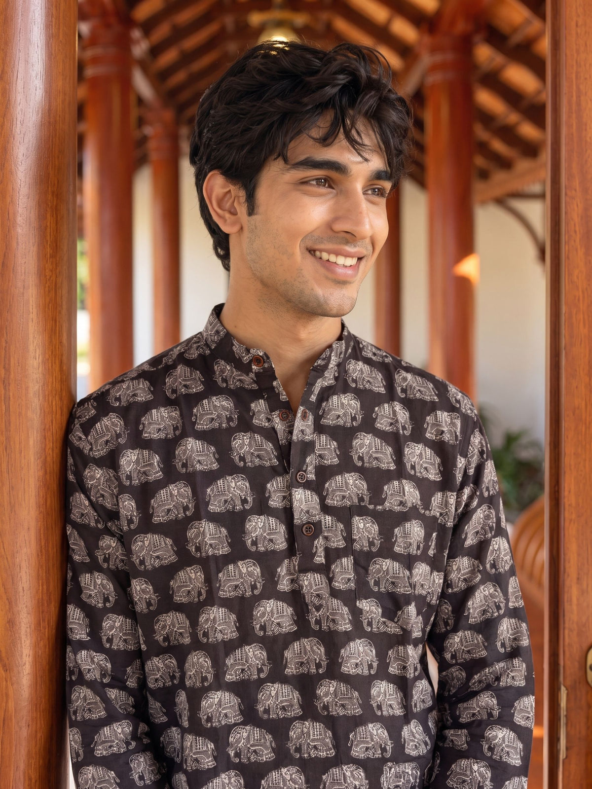 Elephant Charm – Printed Cotton Short Kurta