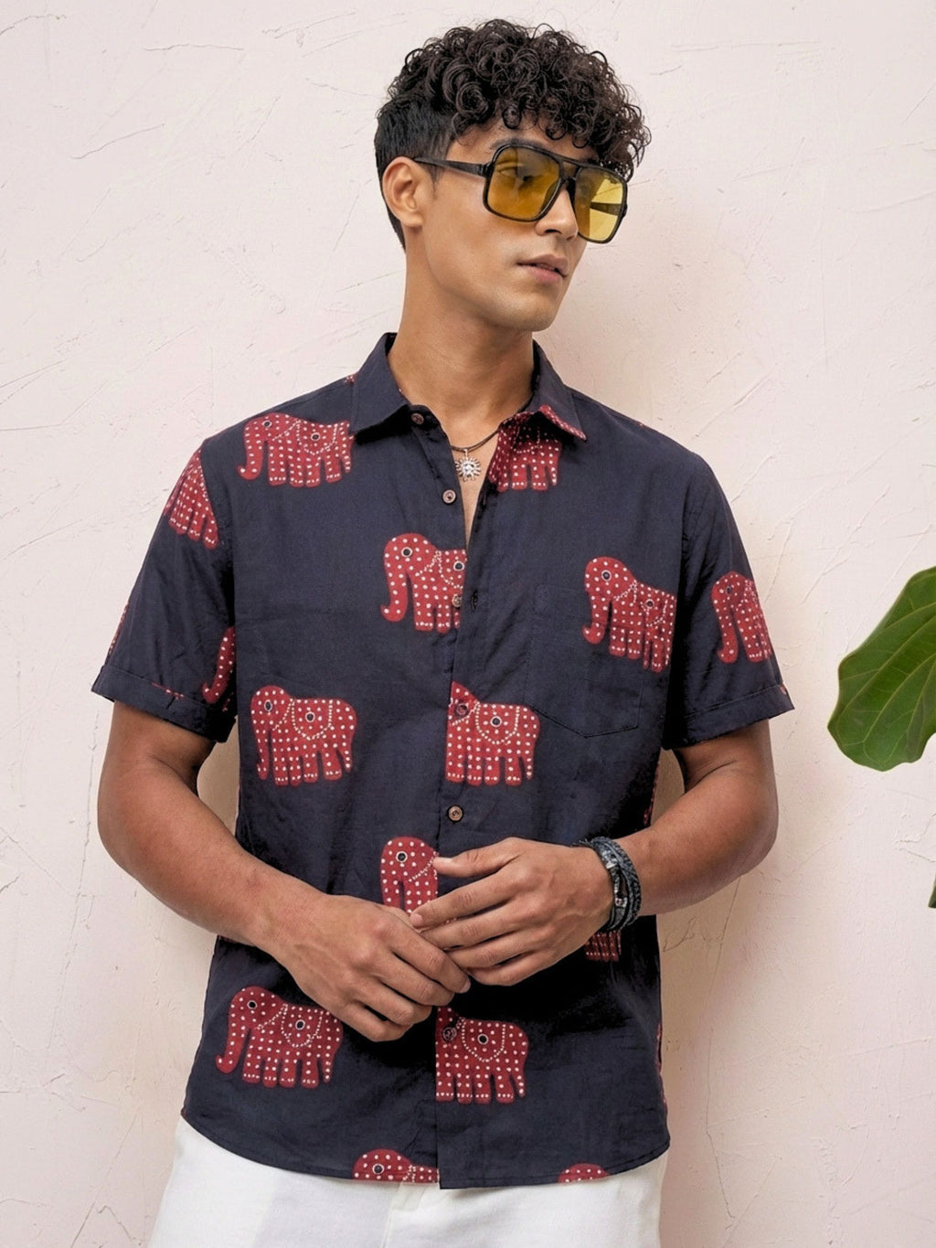 Elegant Dotty – Men's Half Sleeve Cotton Shirt