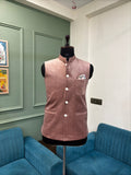 Stylish Velvet Nheru Jacket - Light Pink