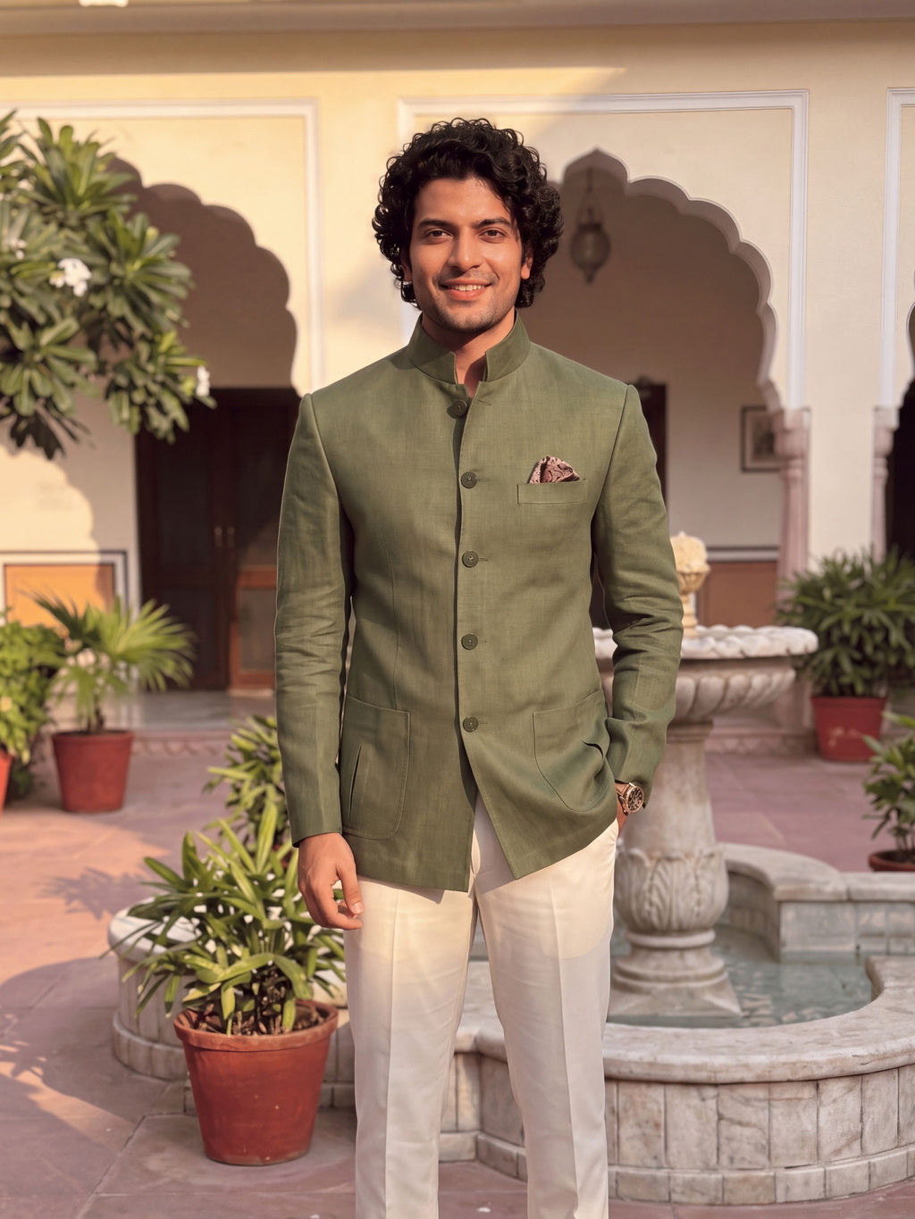 Linen Jodhpuri Bandhgala