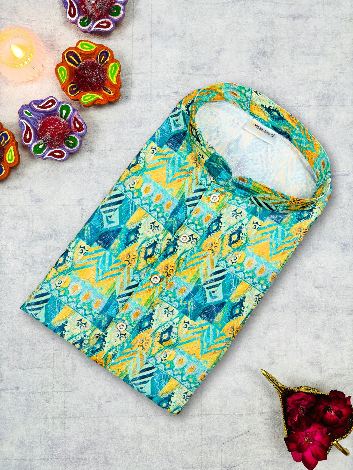 Royal Reverberation Silver Printed Kurta