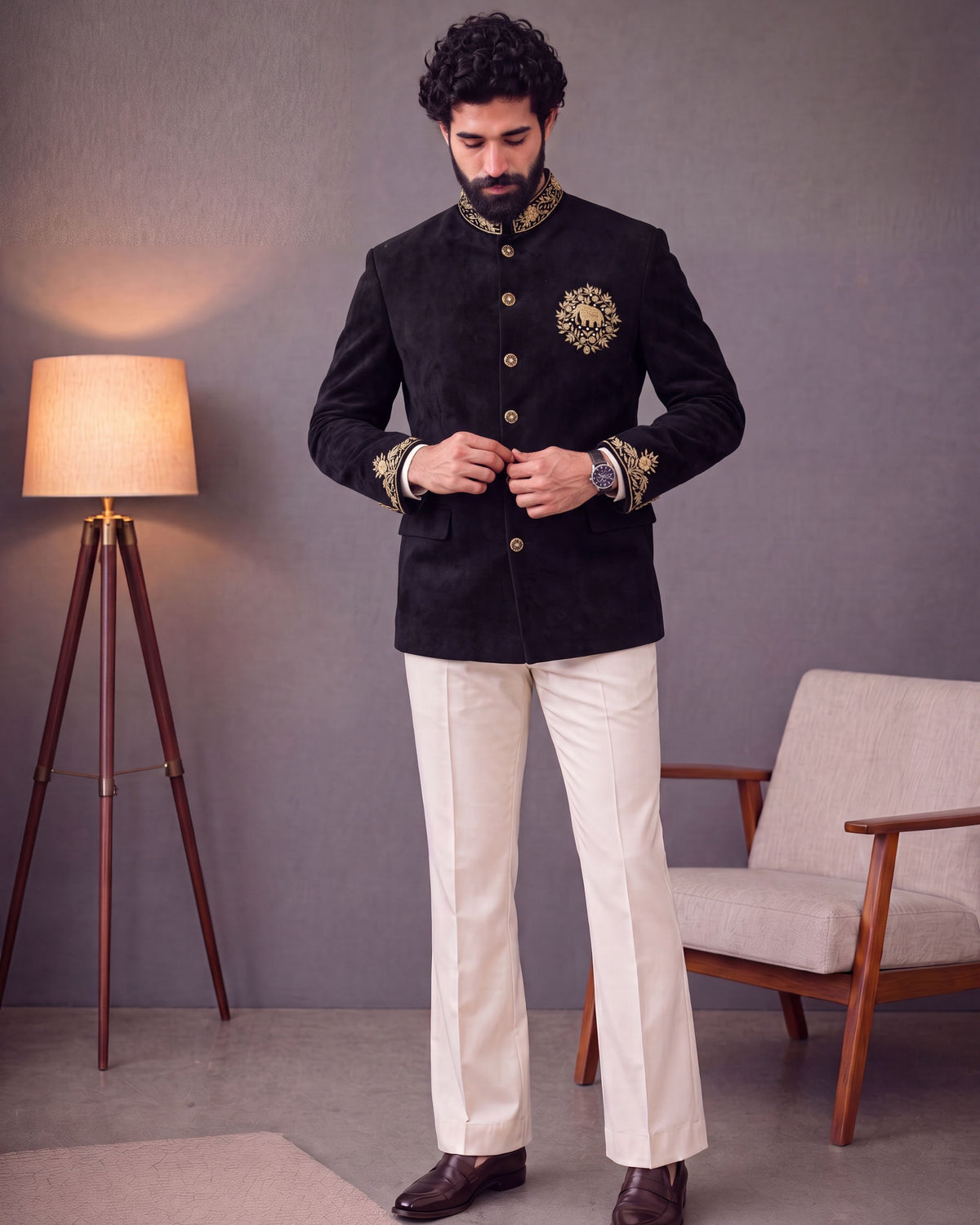 Jodhpuri Bandhgala - Velvet Black
