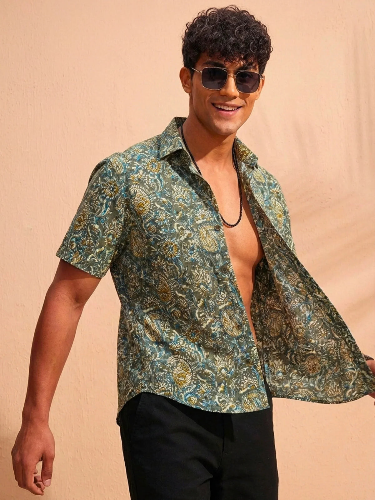 Olive Royale – Heritage Printed Cotton Half Sleeve Shirt