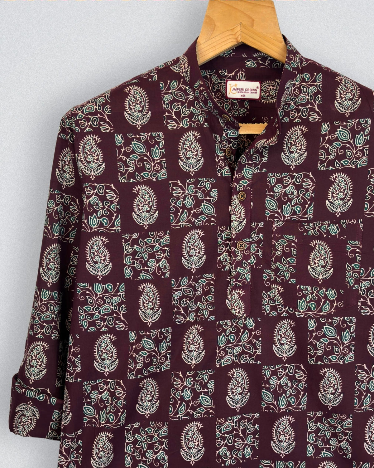 Floral Elegance – Printed Cotton Short Kurta