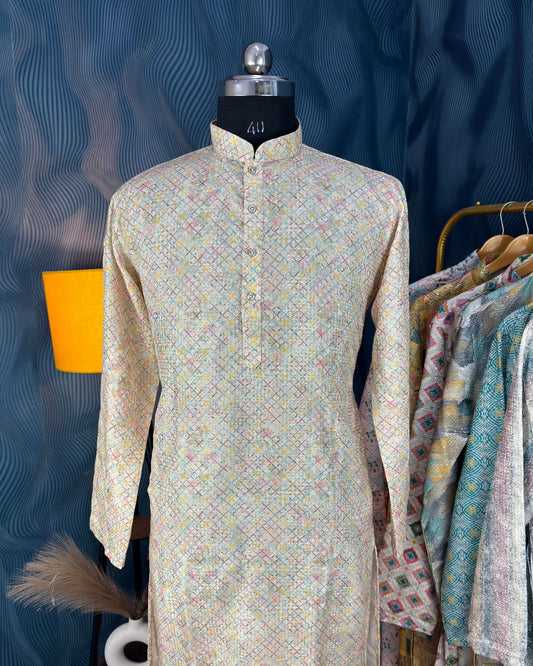 Jubilant Silver Printed Kurta