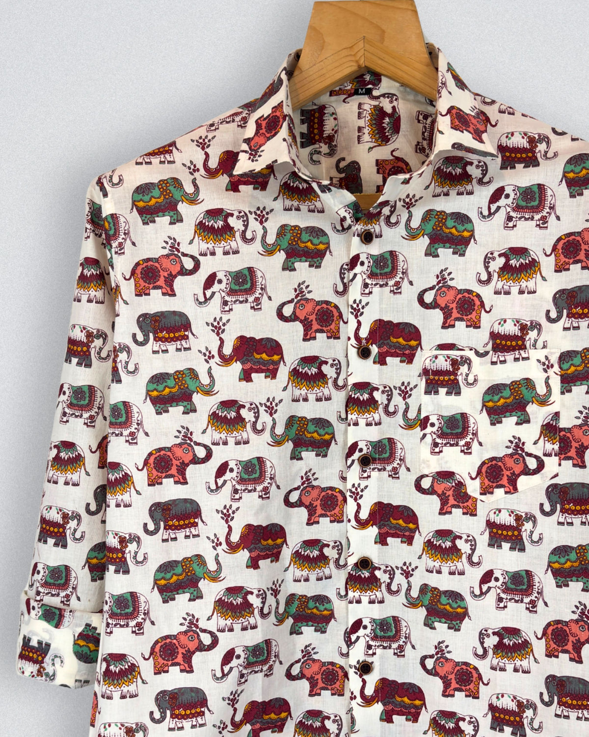 Colorful Elephant Motif – Full Sleeve Cotton Shirt