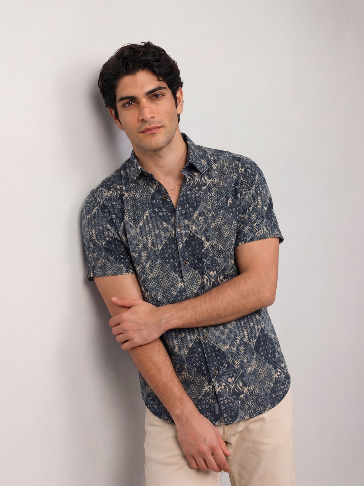 Midnight Flora – Printed Cotton Half Sleeve