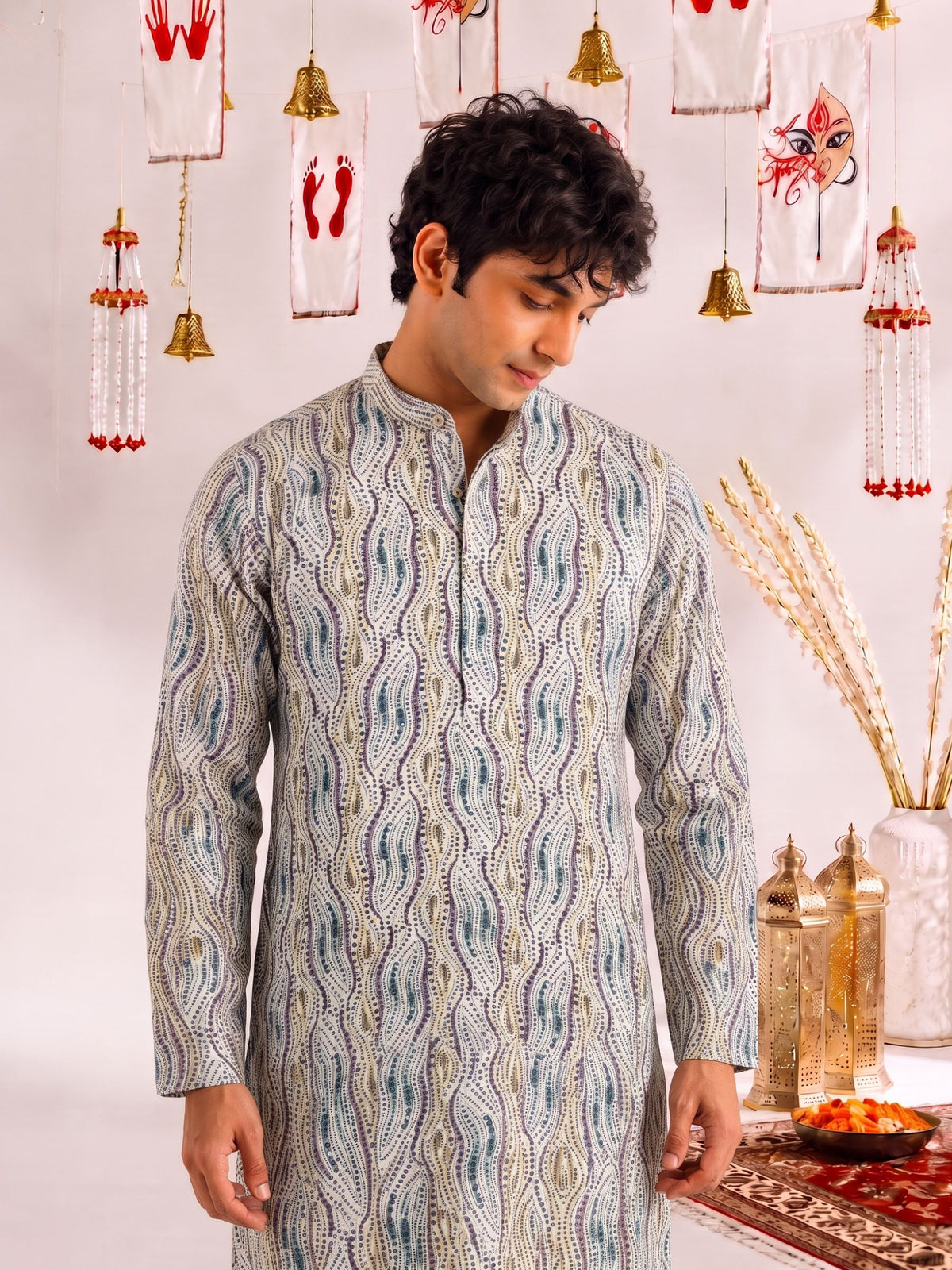 Luminous Golden Work Kurta