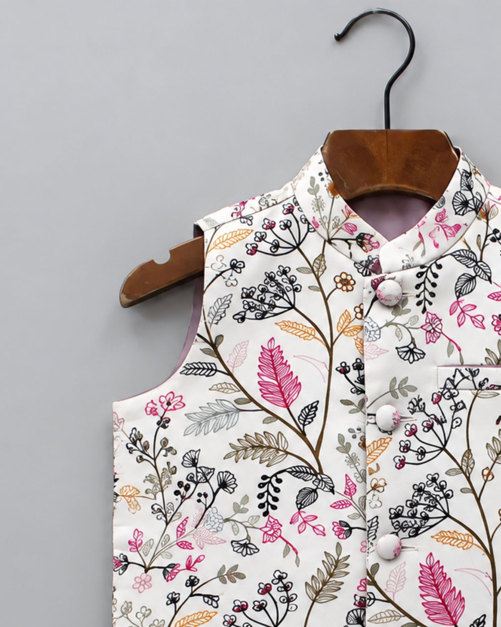 Stylish Kid's Nehru Jacket with Floral Print