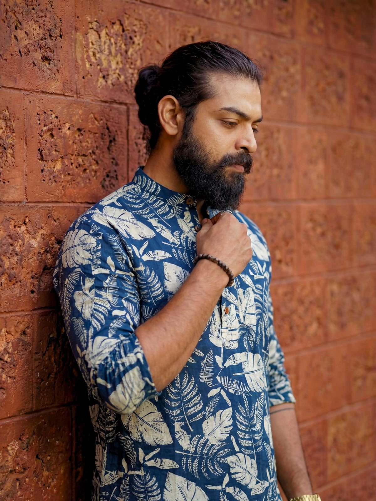 Nautical Leaf – Printed Cotton Short Kurta