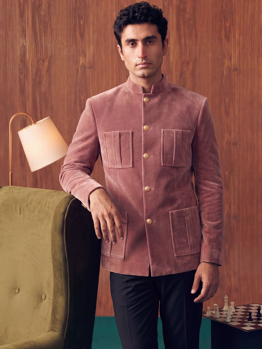The Ultimate Royal Velvet Jodhpuri – Dusty Rose