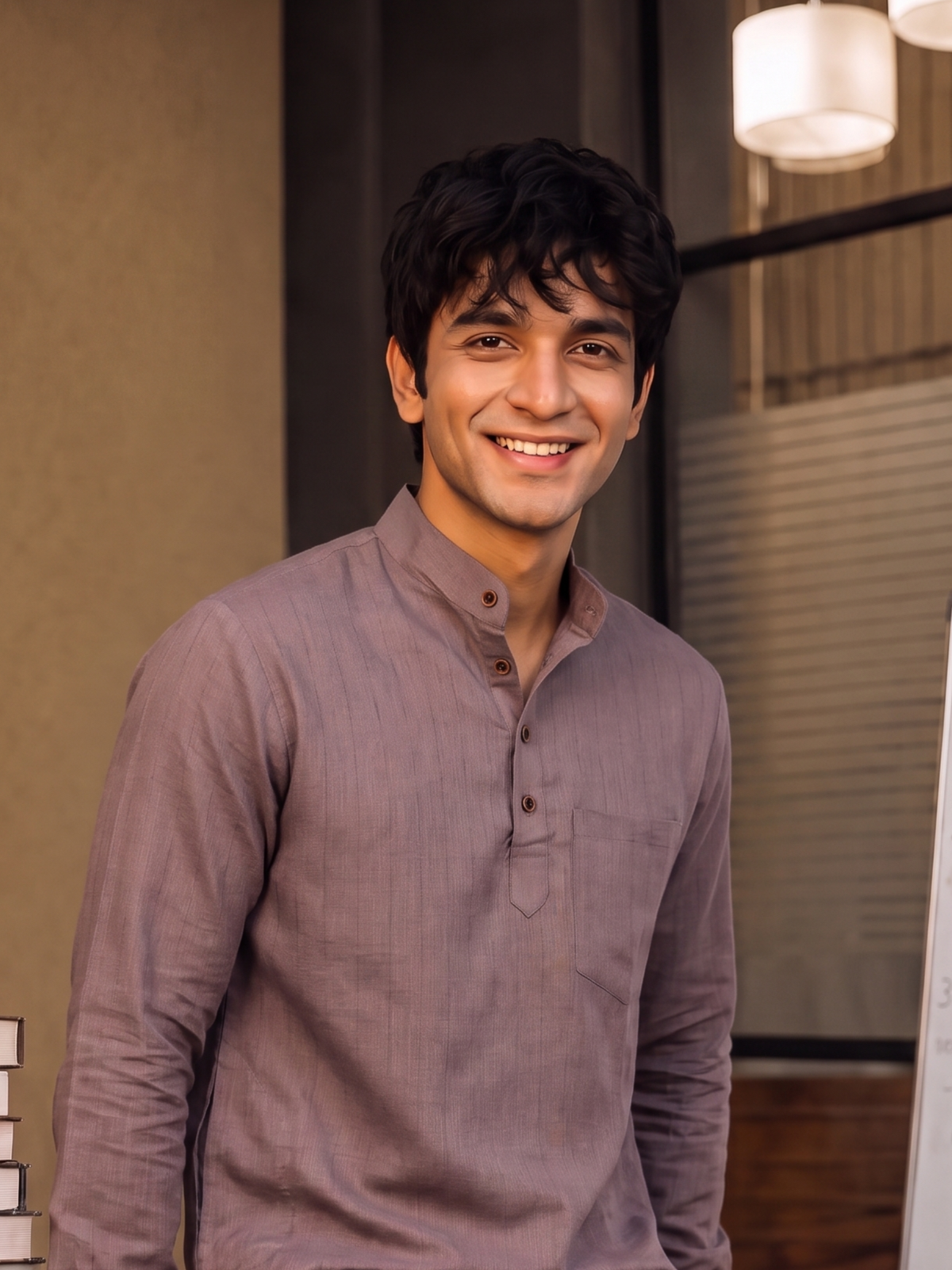 Desert Rose – Men's Printed Cotton Short Kurta