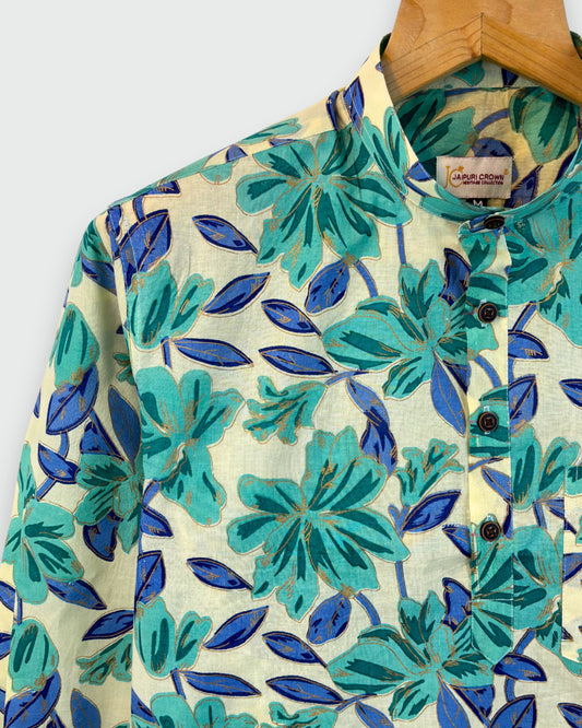 Tropic Bloom – Handprinted Short Kurta