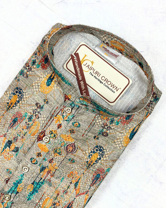 Cultural Prism Silver Printed Kurta