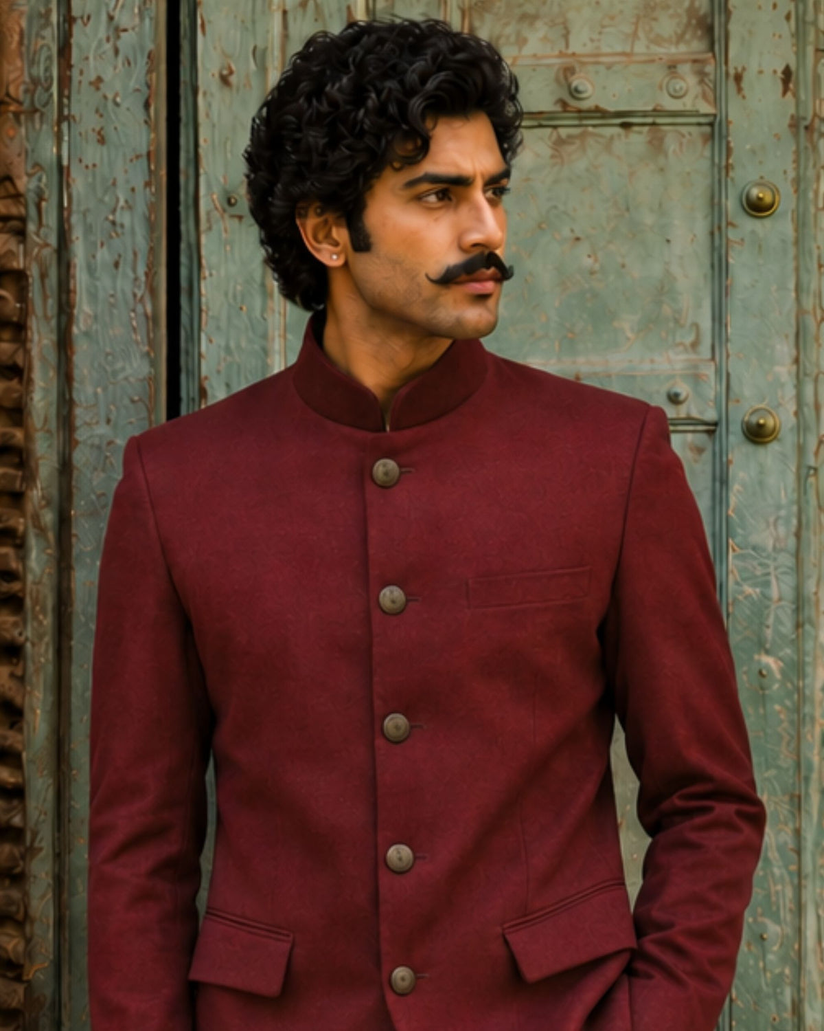 Jodhpuri Velvet Bandhgala- Marron