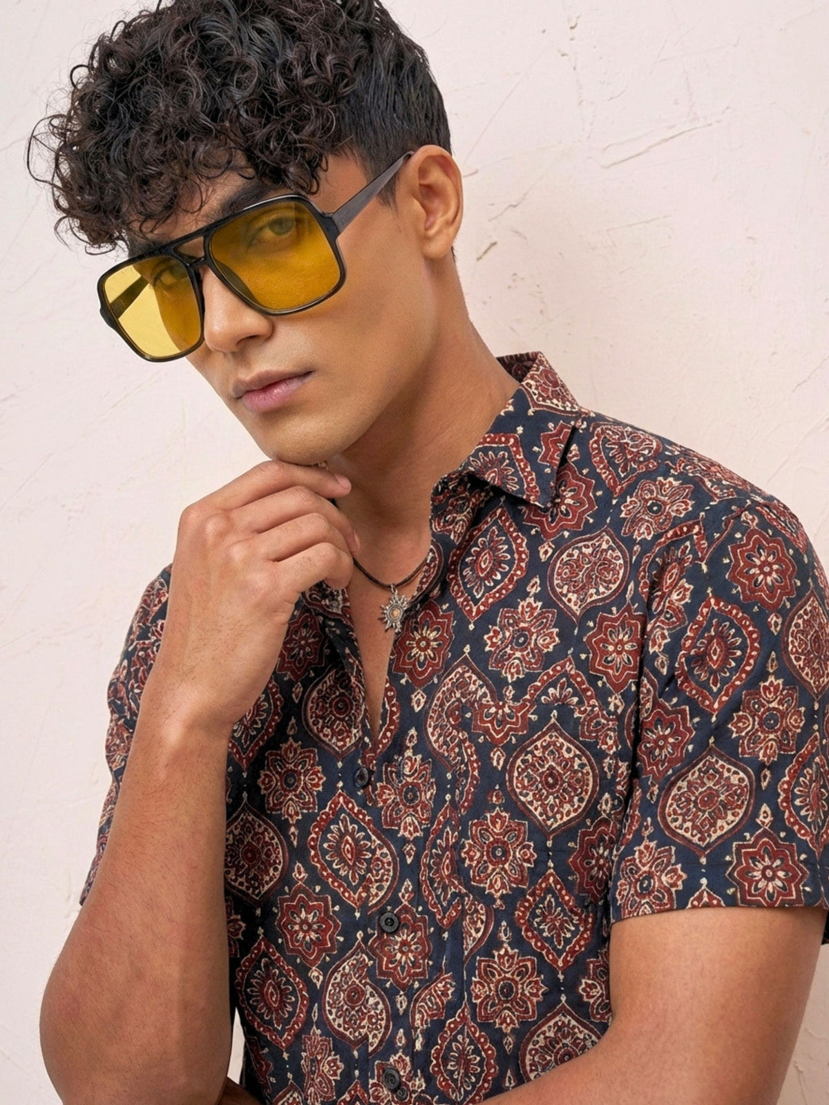 Heritage Charm – Printed Cotton Half Sleeve Shirt