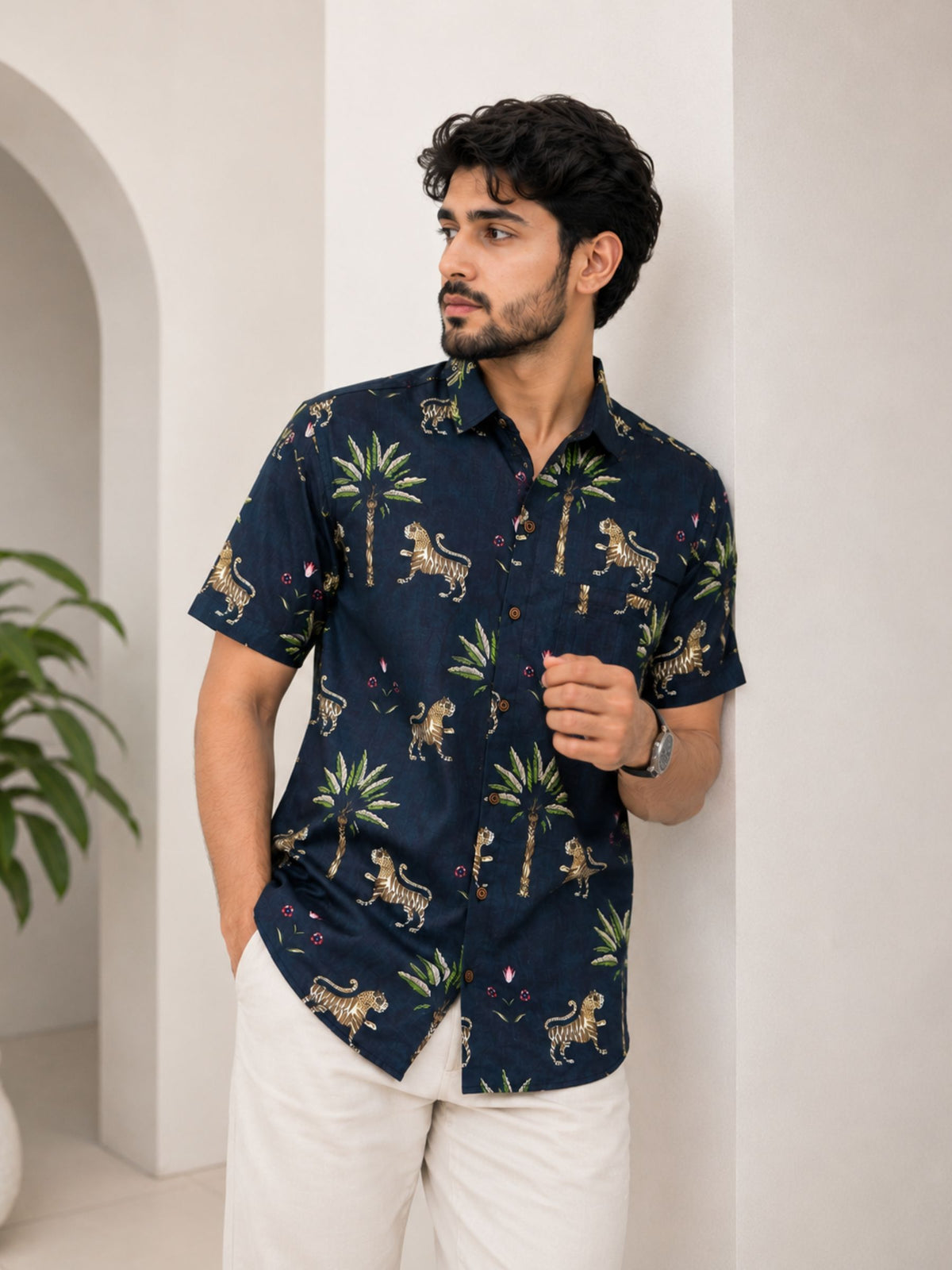 Bold Elegance – Plus Size Printed Cotton Shirt