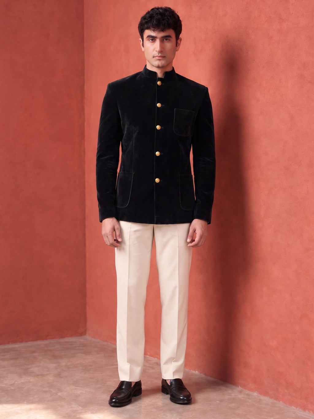 The Ultimate Royal Velvet Jodhpuri bandhgala– Black