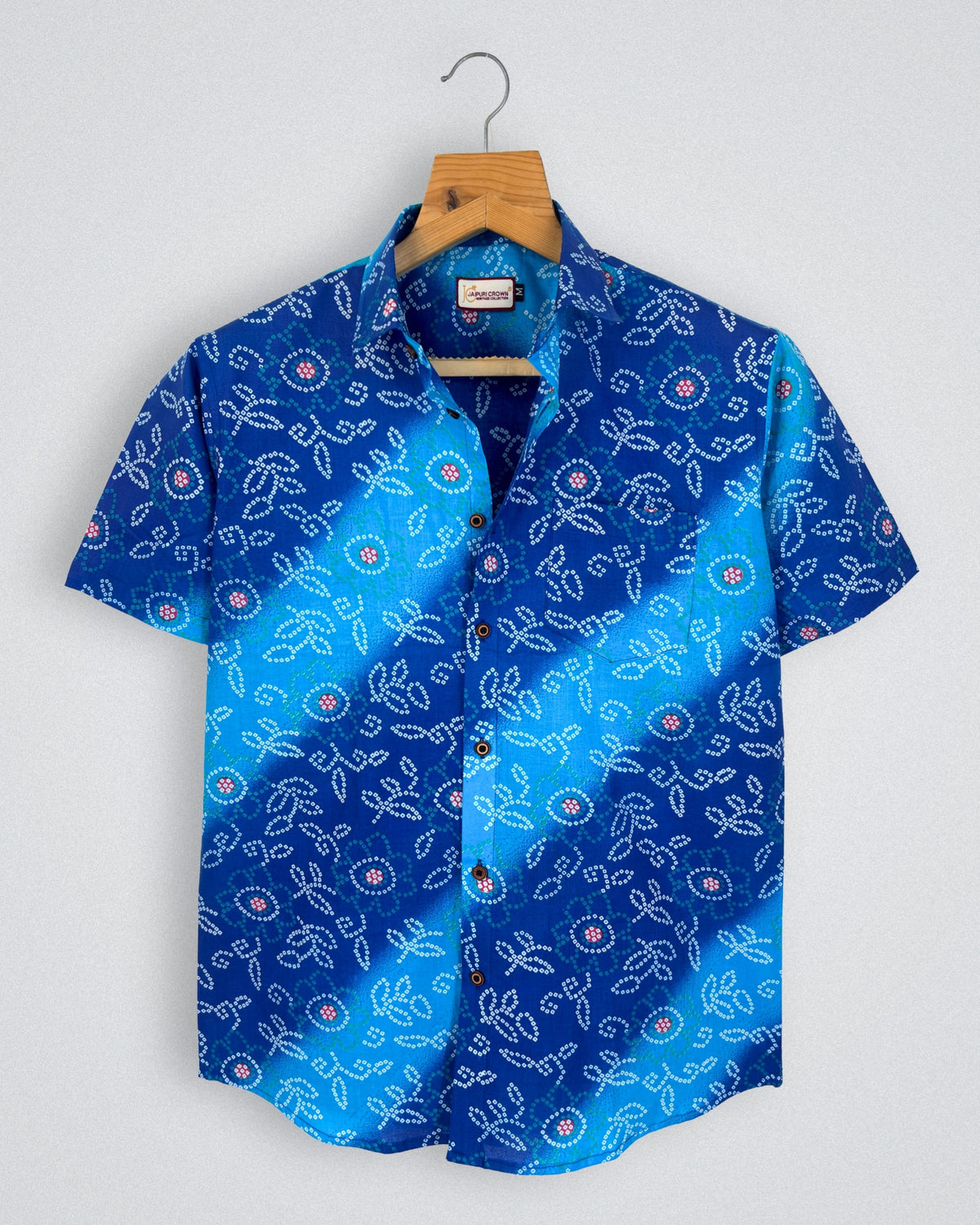 Ocean Blooms – Plus Size Half Sleeve Cotton Shirt