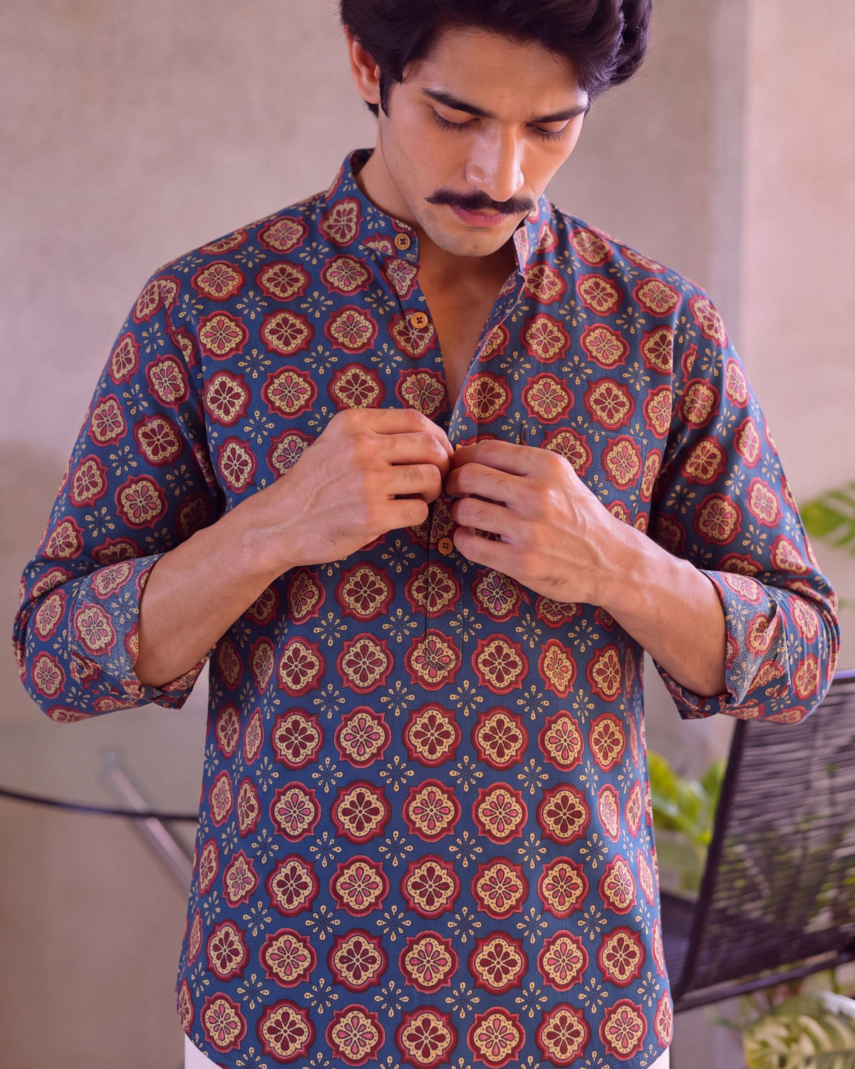 Royal Elegance – Men's Printed Cotton Kurta