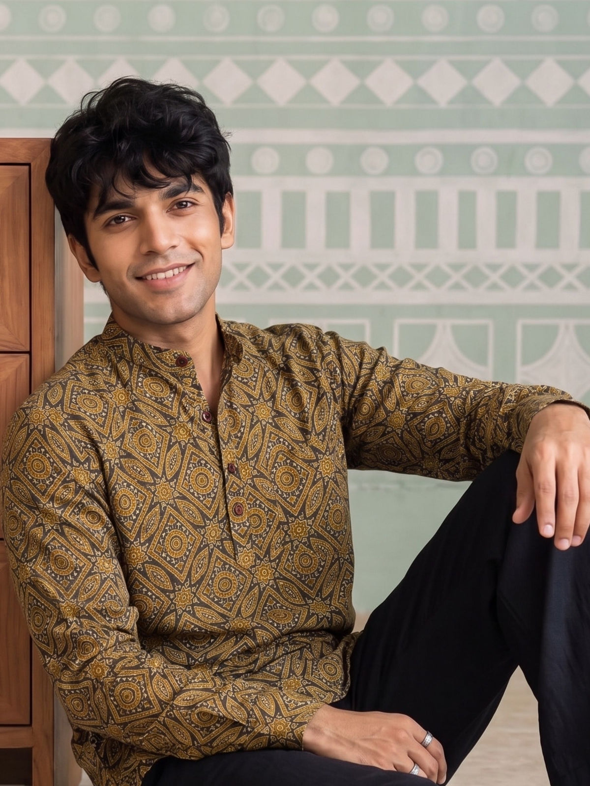 Desert Sun – Printed Cotton Short Kurta