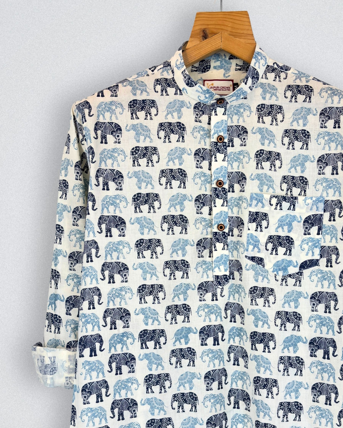 Navy Dreams – Printed Cotton Short Kurta